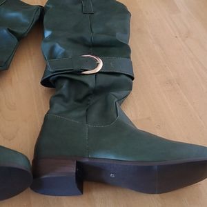 Green knee high boots
